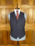 26/0626 stanley ley city of london navy blue rope-stripe 3-piece worsted suit 42 regular