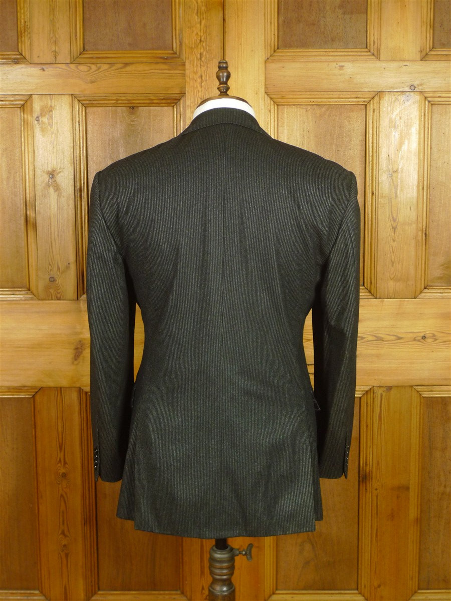 26/0623 ralph lauren purple label black pin-stripe worsted flannel suit 40 regular