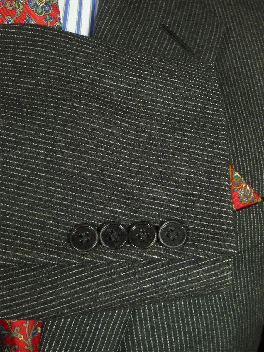 26/0623 ralph lauren purple label black pin-stripe worsted flannel suit 40 regular