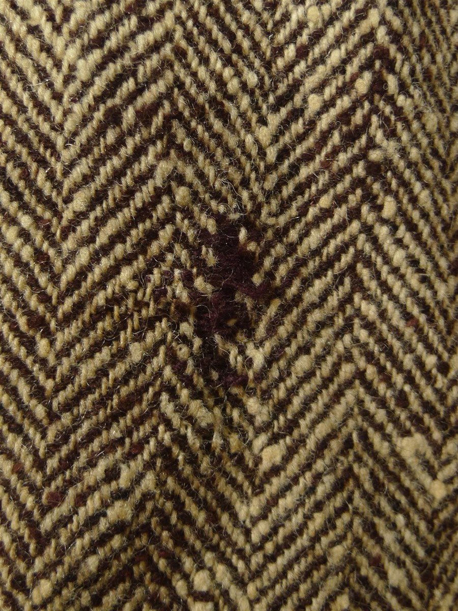 26/0625 beautiful genuine 1940s ww2 era vintage d/b brown wide herringbone weave tweed overcoat coat 38-39