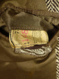 26/0625 beautiful genuine 1940s ww2 era vintage d/b brown wide herringbone weave tweed overcoat coat 38-39