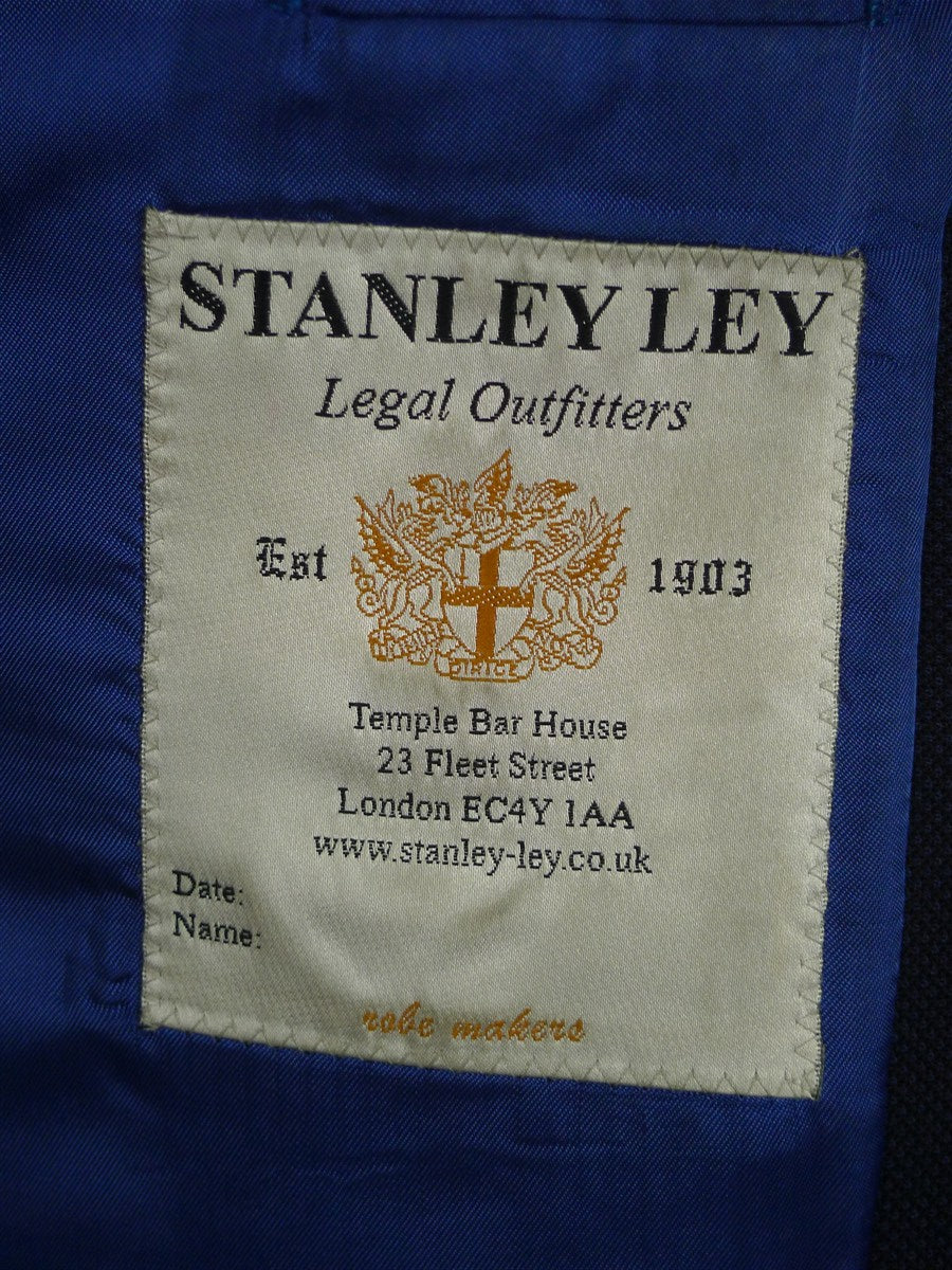 26/0621 stanley ley city of london navy blue birdseye weave wool 3-piece suit 42 regular