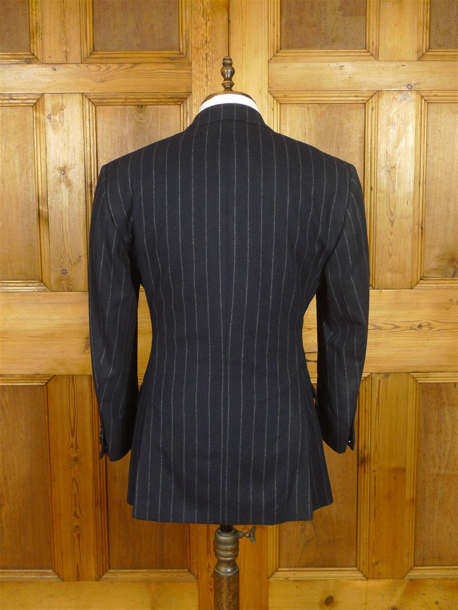 26/0627 ralph lauren purple label navy blue chalk-stripe wool & cashmere d/b suit 39 long
