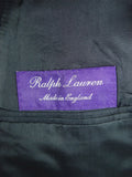 26/0627 ralph lauren purple label navy blue chalk-stripe wool & cashmere d/b suit 39 long