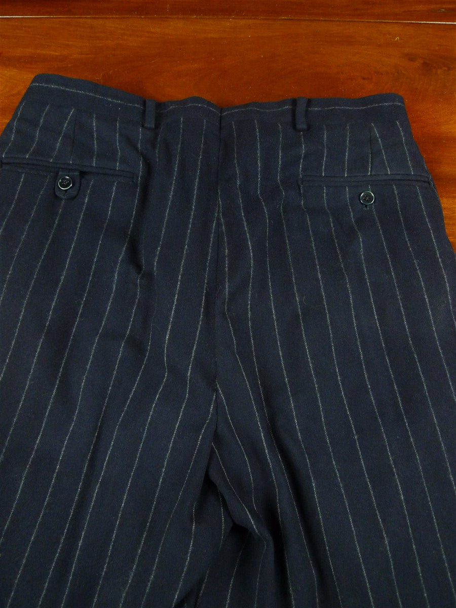 26/0627 ralph lauren purple label navy blue chalk-stripe wool & cashmere d/b suit 39 long