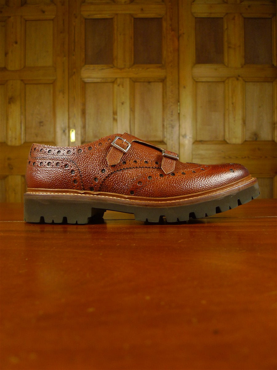 26/0630 new in box grenson archer tan textured leather monk strap shoe (rrp £345) uk 11g