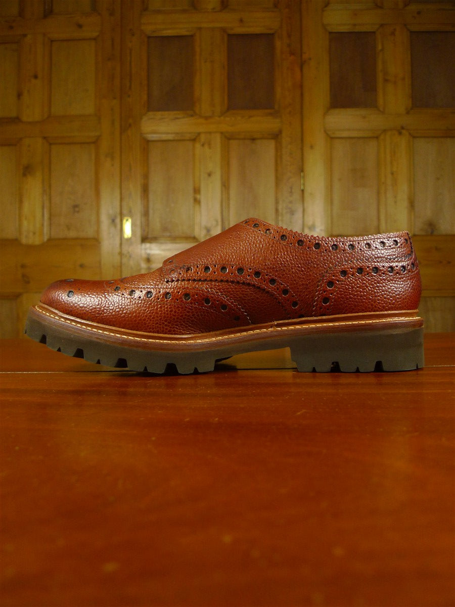 26/0630 new in box grenson archer tan textured leather monk strap shoe (rrp £345) uk 11g
