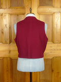 26/0641 beautiful 1950s vintage burgundy red tattersall check wool country waistcoat 42