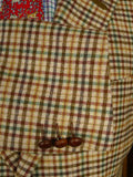 26/0646 beautiful nearly new daks wool & 10% cashmere gun check country sports jacket w/ suede facings 40 regular