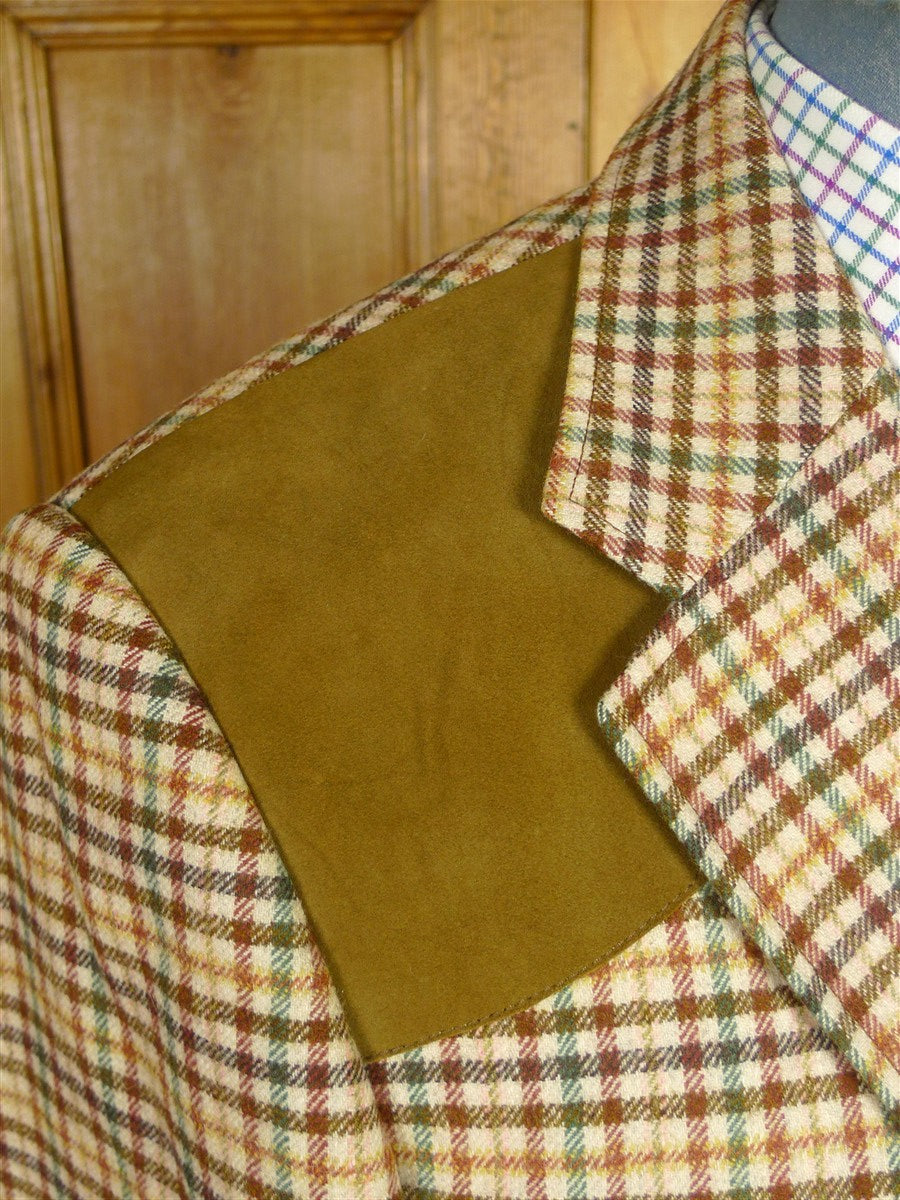 26/0646 beautiful nearly new daks wool & 10% cashmere gun check country sports jacket w/ suede facings 40 regular