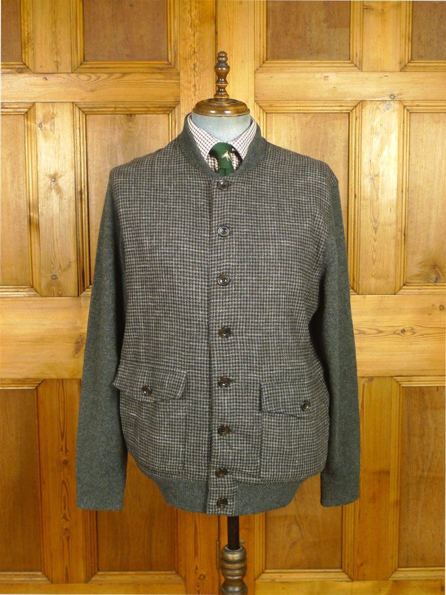 26/0648 immaculate hackett 100% merino wool gun check cardigan xxl