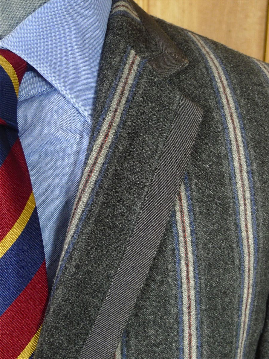26/0649 new & lingwood jermyn street grey / blue & red stripe wool boating blazer 40 regular