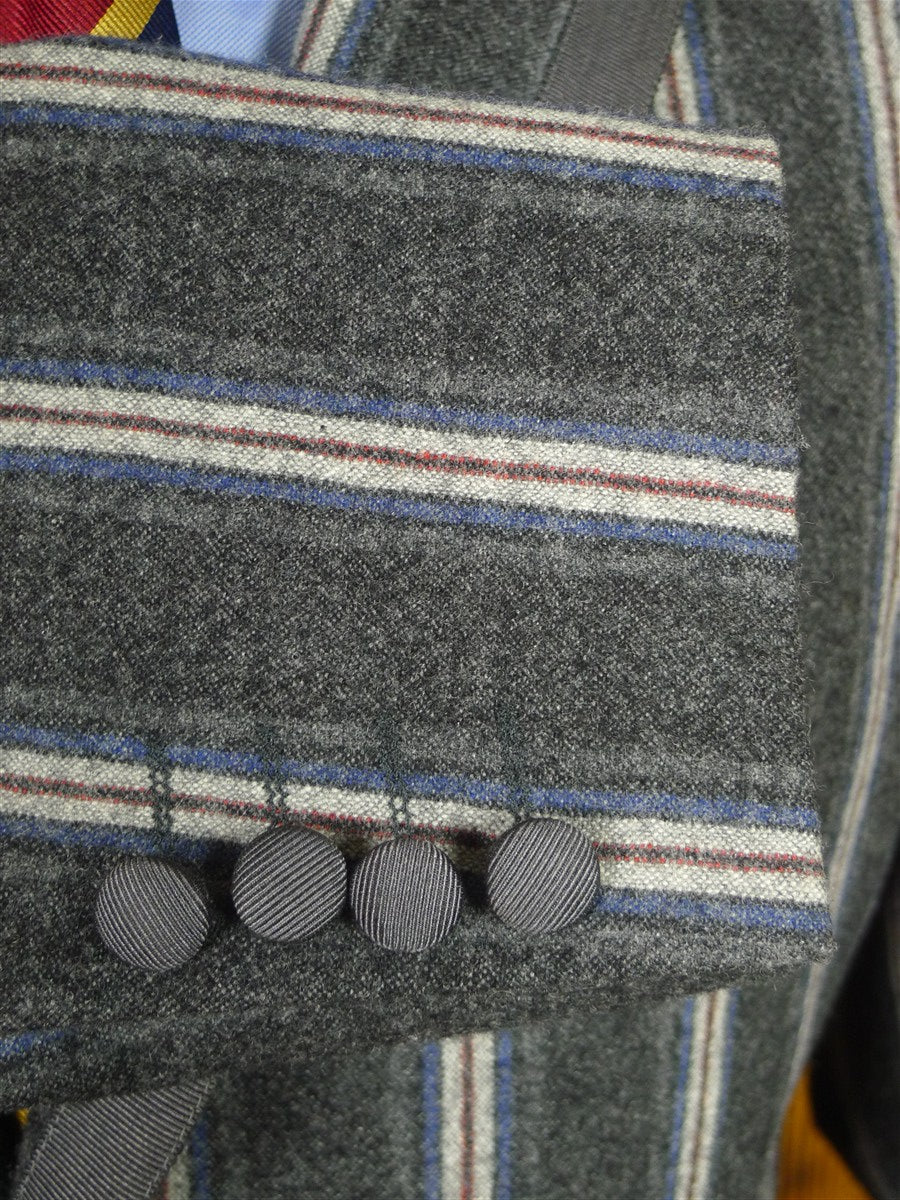 26/0649 new & lingwood jermyn street grey / blue & red stripe wool boating blazer 40 regular