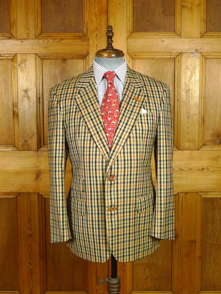 26/0650 vintage daks signature house check wool sports jacket blazer w/ suede trims 40 short