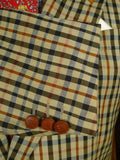 26/0650 vintage daks signature house check wool sports jacket blazer w/ suede trims 40 short