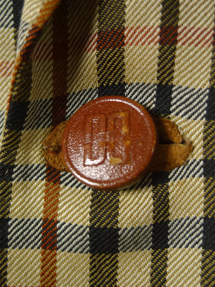 26/0650 vintage daks signature house check wool sports jacket blazer w/ suede trims 40 short