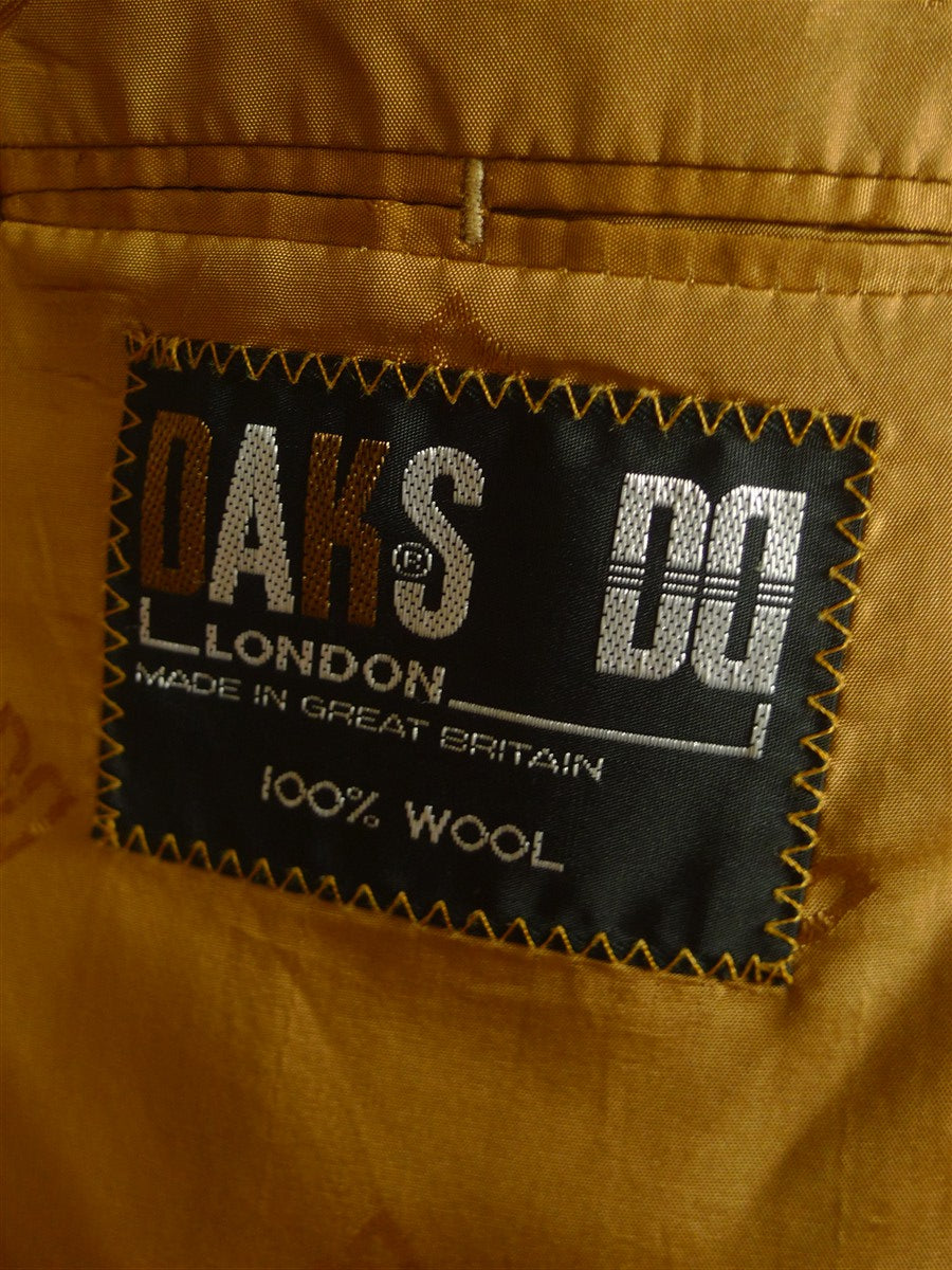 26/0650 vintage daks signature house check wool sports jacket blazer w/ suede trims 40 short