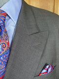 26/0631 madrid 1995 bespoke canvassed grey pick weave d/b worsted suit 43-44 regular