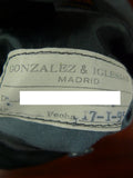 26/0631 madrid 1995 bespoke canvassed grey pick weave d/b worsted suit 43-44 regular