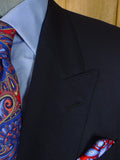 26/0632 madrid 1989 bespoke canvassed navy blue twill weave d/b 90% merino & 10% cashmere suit 43-44 regular