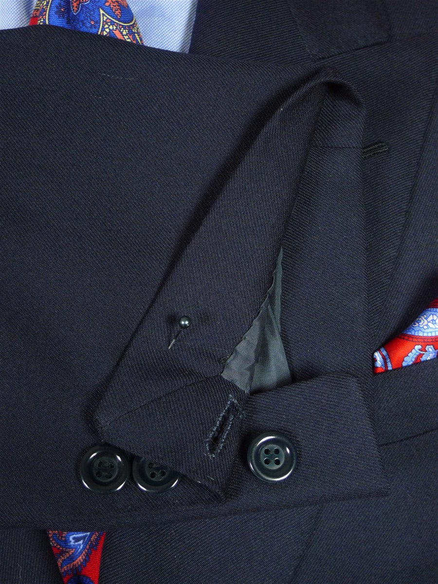 26/0632 madrid 1989 bespoke canvassed navy blue twill weave d/b 90% merino & 10% cashmere suit 43-44 regular