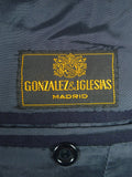 26/0632 madrid 1989 bespoke canvassed navy blue twill weave d/b 90% merino & 10% cashmere suit 43-44 regular