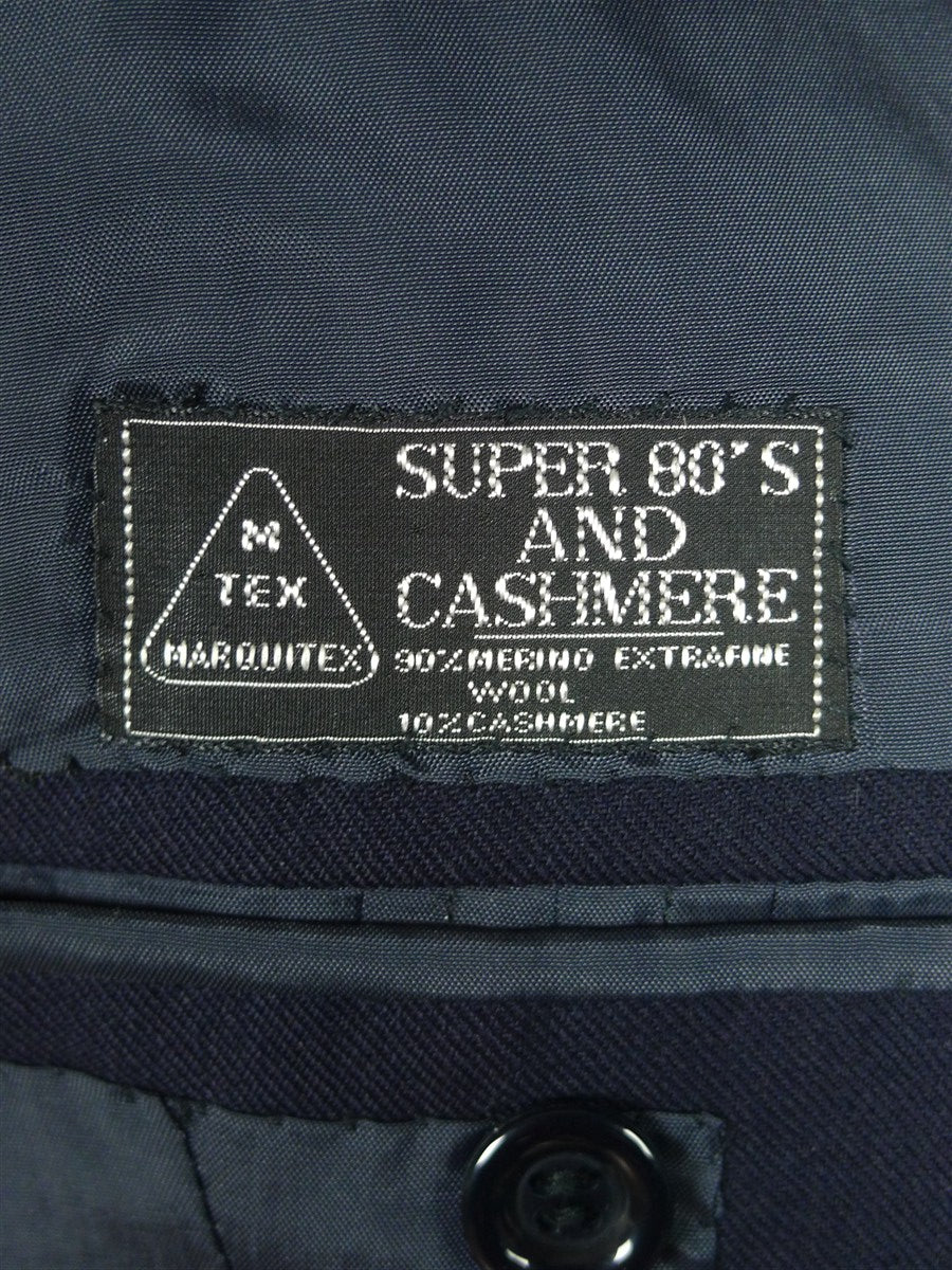 26/0632 madrid 1989 bespoke canvassed navy blue twill weave d/b 90% merino & 10% cashmere suit 43-44 regular