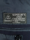 26/0632 madrid 1989 bespoke canvassed navy blue twill weave d/b 90% merino & 10% cashmere suit 43-44 regular