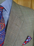 26/0637 immaculate 2000s madrid bespoke canvassed grey / blue prince of wales check worsted suit w/ 2 pair trs 44-45 regular