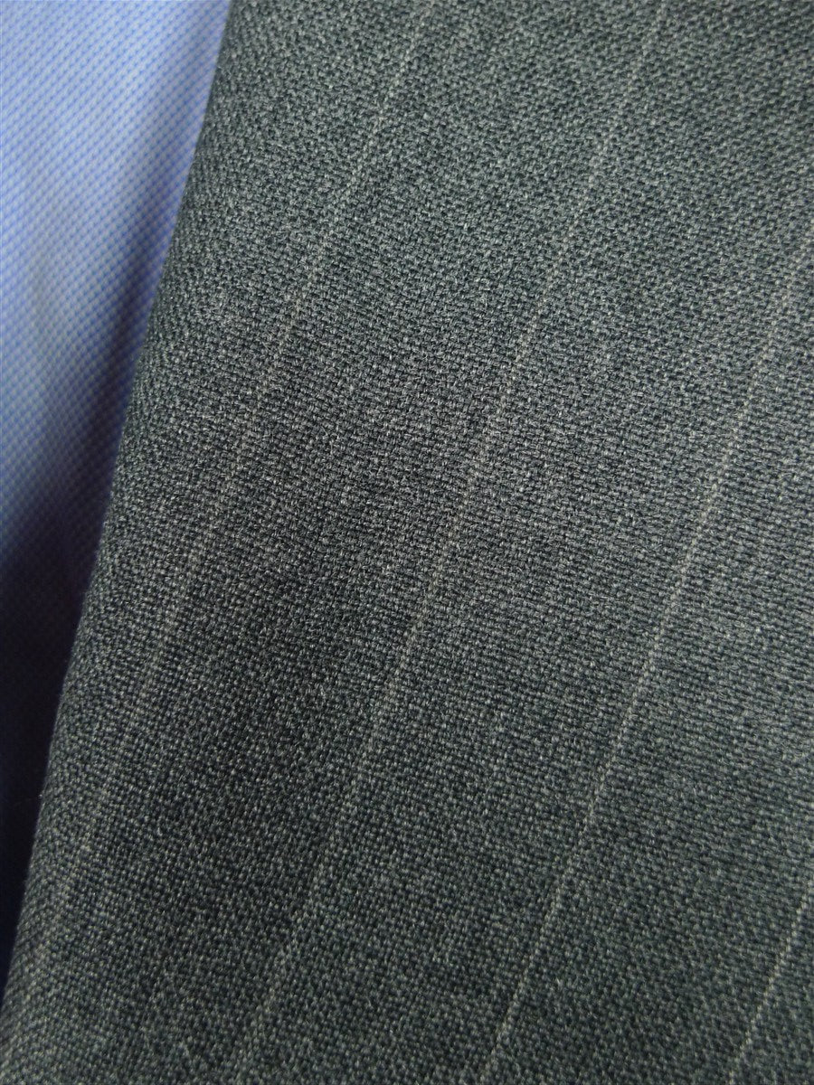 26/0633 madrid 1991 bespoke canvassed grey pin-stripe wool & mohair suit w/ 2 pair trs 45 regular