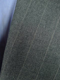 26/0633 madrid 1991 bespoke canvassed grey pin-stripe wool & mohair suit w/ 2 pair trs 45 regular