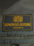 26/0633 madrid 1991 bespoke canvassed grey pin-stripe wool & mohair suit w/ 2 pair trs 45 regular