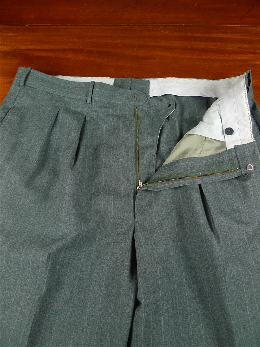 26/0633 madrid 1991 bespoke canvassed grey pin-stripe wool & mohair suit w/ 2 pair trs 45 regular