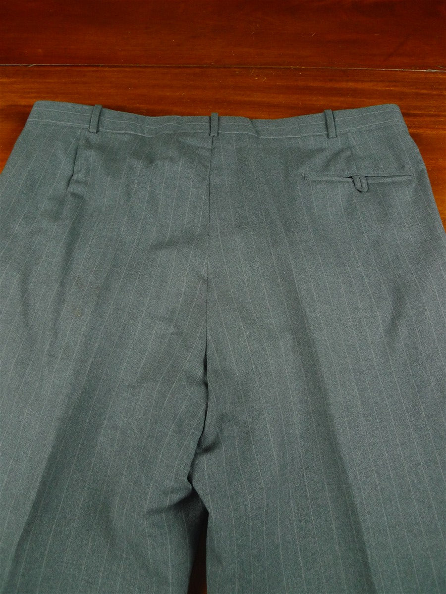 26/0633 madrid 1991 bespoke canvassed grey pin-stripe wool & mohair suit w/ 2 pair trs 45 regular
