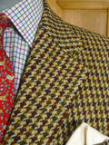 26/0644 wonderful heavyweight 1960s vinatge green / brown houndstooth check harris tweed jacket w/ original buttons 40 regular