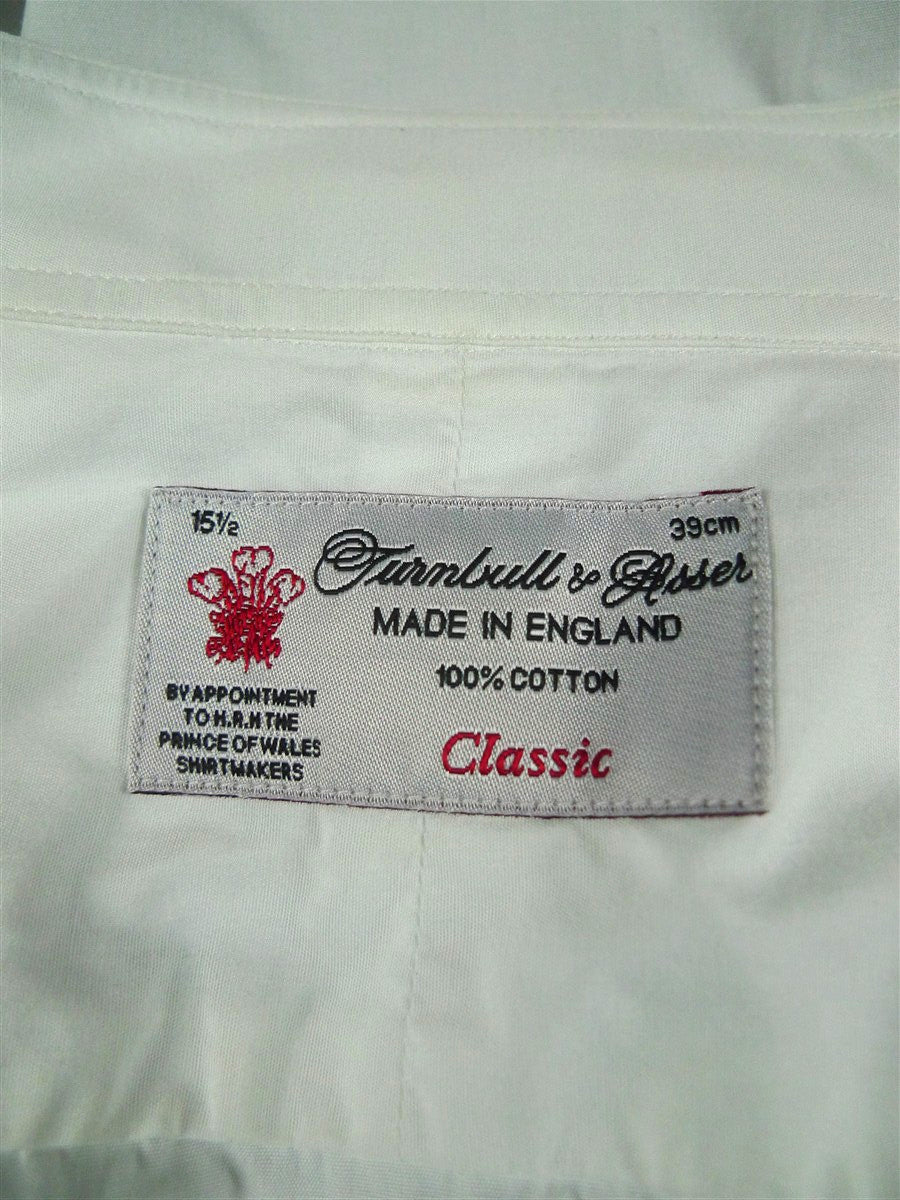 26/0681 turnbull & asser cotton white long sleeve double cuff shirt 15"