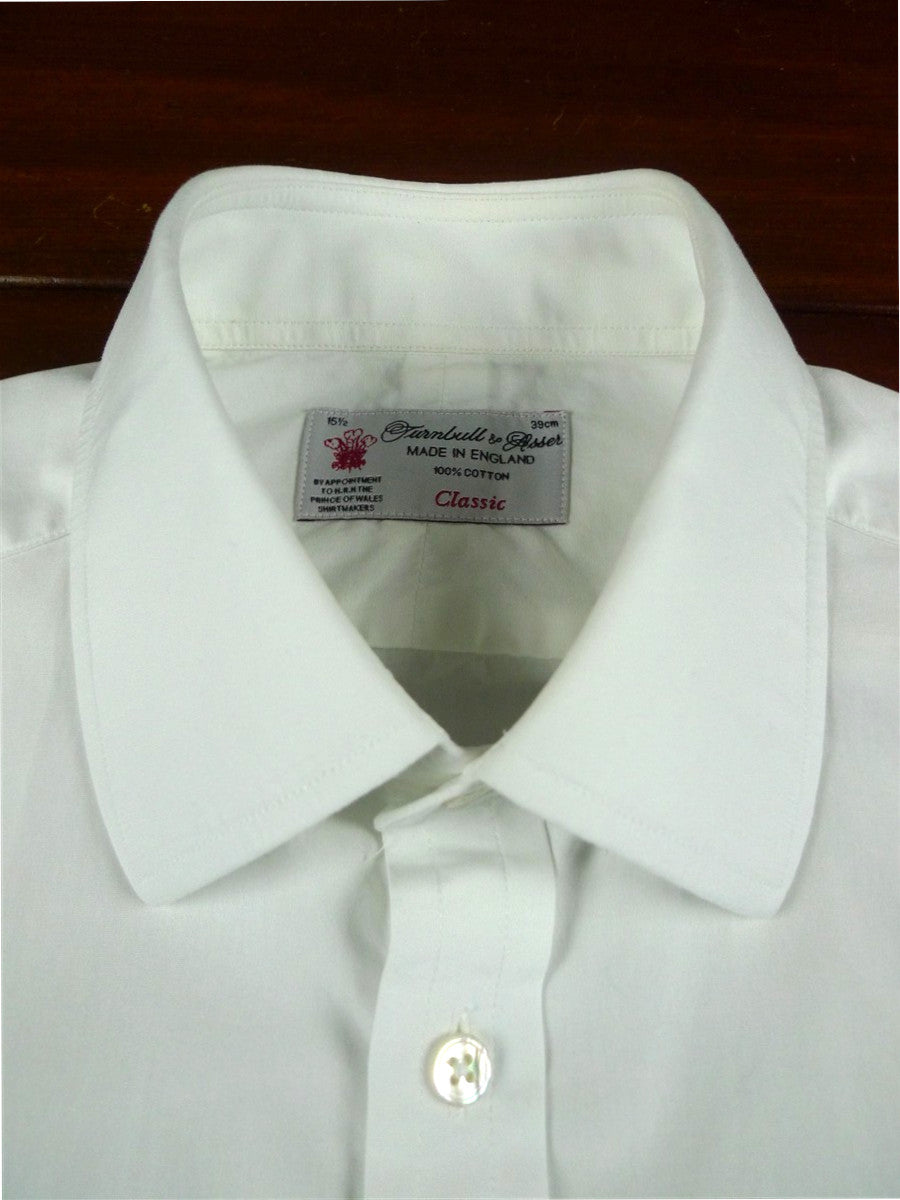 26/0681 turnbull & asser cotton white long sleeve double cuff shirt 15"
