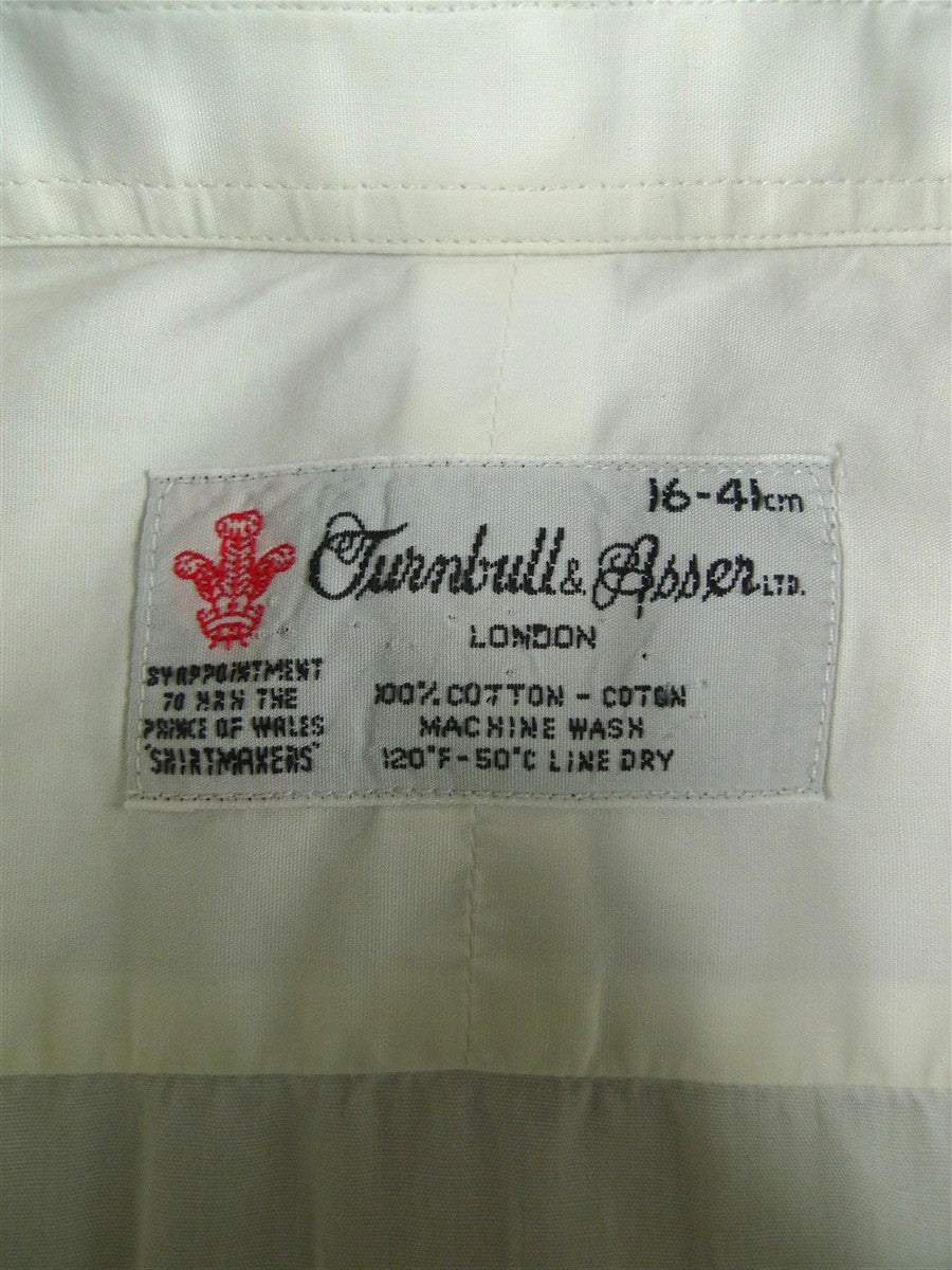26/0675 turnbull & asser cotton white long sleeve double cuff shirt 15"