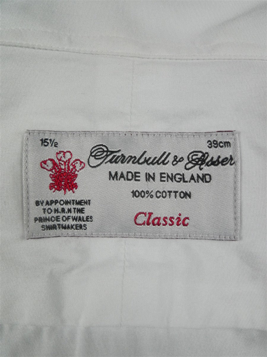 26/0677 immaculate turnbull & asser cotton white long sleeve single cuff 15.5"