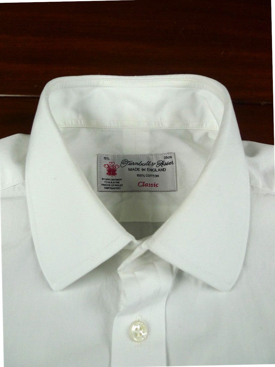 26/0677 immaculate turnbull & asser cotton white long sleeve single cuff 15.5"