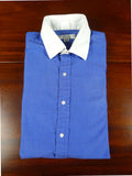 26/0664 Bespoke kilgour french stanbury cotton blue/white long sleeve double cuff shirt 15.5"