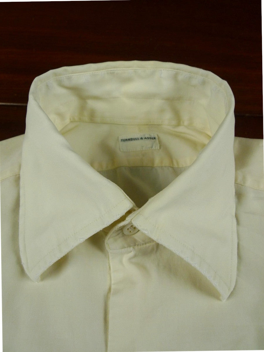 26/0672 turnbull & asser cotton cream long sleeve double cuff shirt 15"