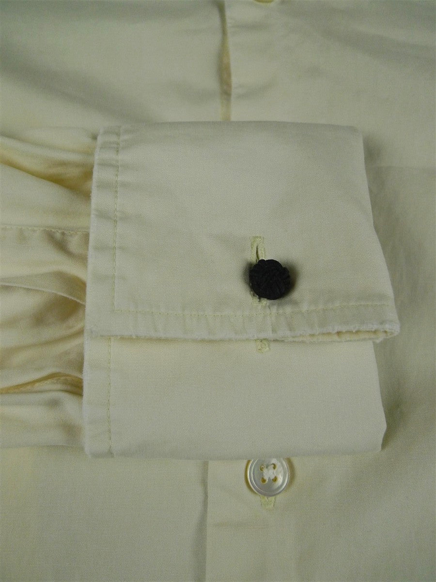 26/0672 turnbull & asser cotton cream long sleeve double cuff shirt 15"
