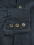 26/0674 immaculate turnbull & asser cotton drill black long sleeve single cuff shirt 15.5"