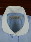 26/0676 gieves & hawkes cotton blue/white long sleeve double cuff shirt 14.5"