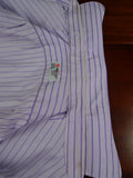 26/0670 turnbull & asser cotton purple striped long sleeve single cuff shirt 15.5"