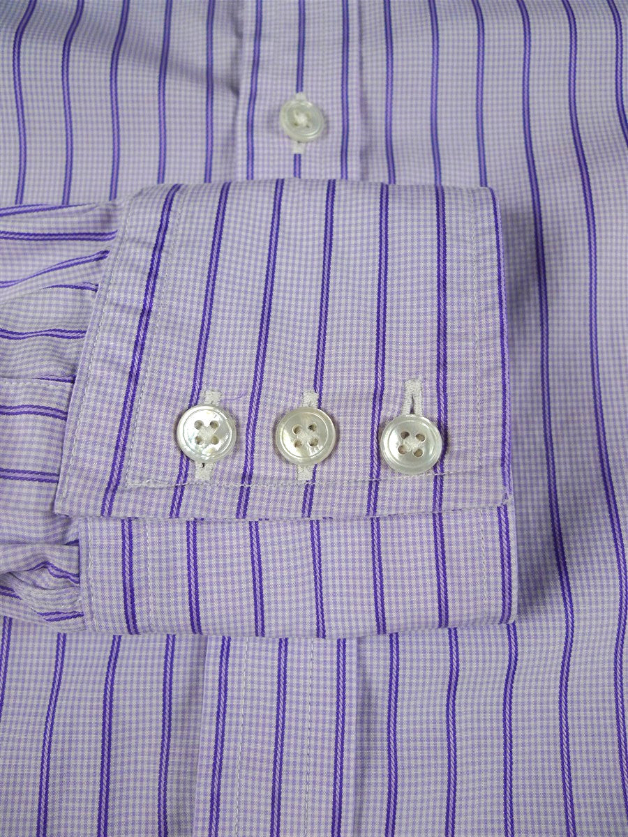 26/0670 turnbull & asser cotton purple striped long sleeve single cuff shirt 15.5"
