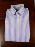 26/0670 turnbull & asser cotton purple striped long sleeve single cuff shirt 15.5"