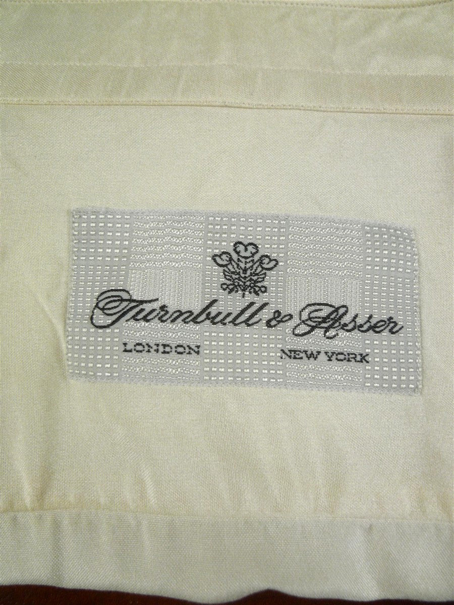 26/0684 vintage turnbull & asser silk ivory pleated double cuff dress shirt 16.5"