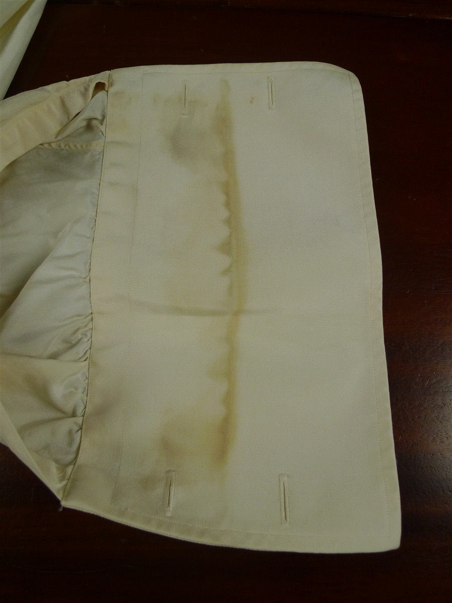 26/0684 vintage turnbull & asser silk ivory pleated double cuff dress shirt 16.5"